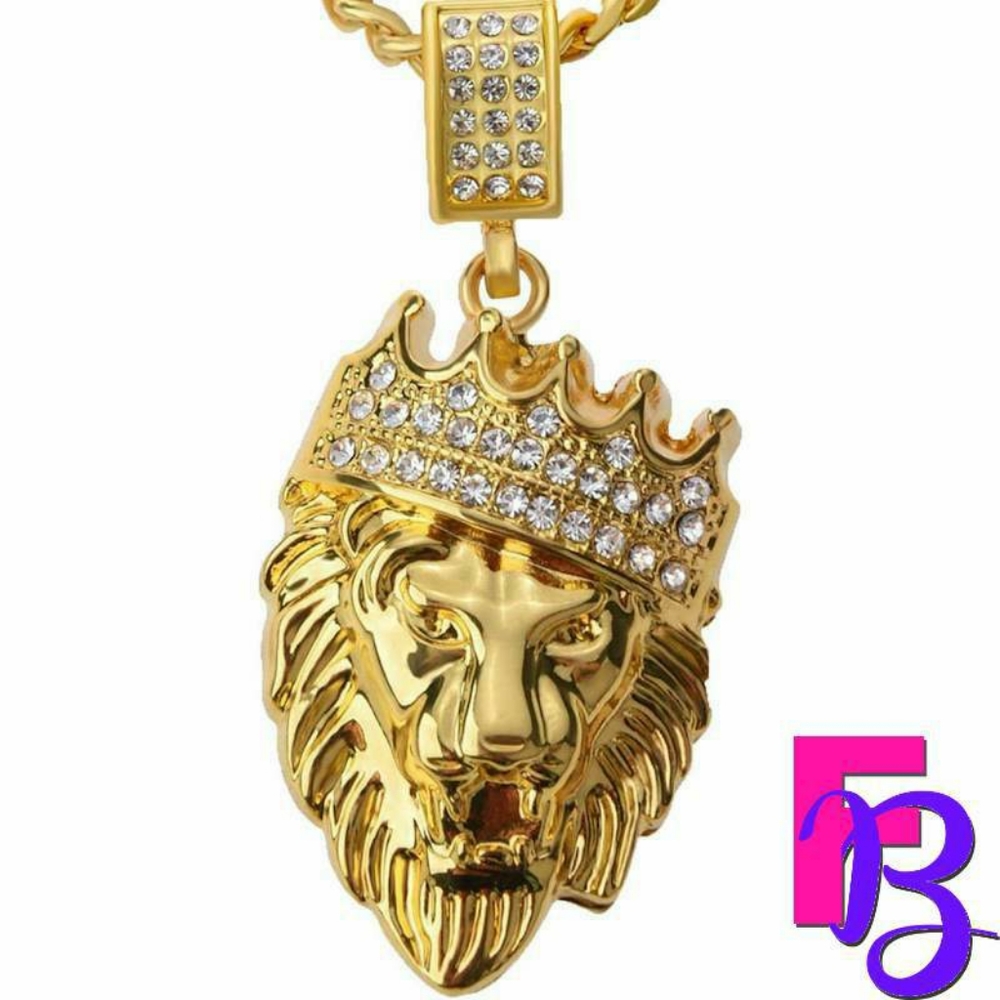 *NEW!* 18K Yellow Gold King Leo Pendant and Chain - Picture 11 of 16